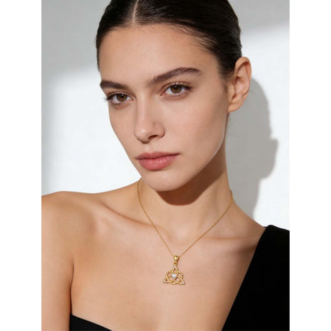14K Gold Plated Celtic Knot Pendant Necklace Irish Jewelry Gift for Her