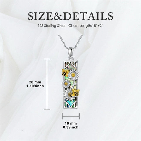 Sterling Silver Abalone Shell Bar Cardinal Bee Butterfly Hummingbird Dragonfly Phoenix Pendant Necklace for Women