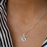 Sterling Silver Mother Daughter Pendant Necklace Engraved with Love You