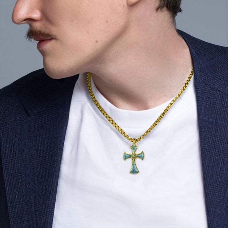 14K Gold Plated  Cross Necklace Religious Amulets Jewelry Gifts