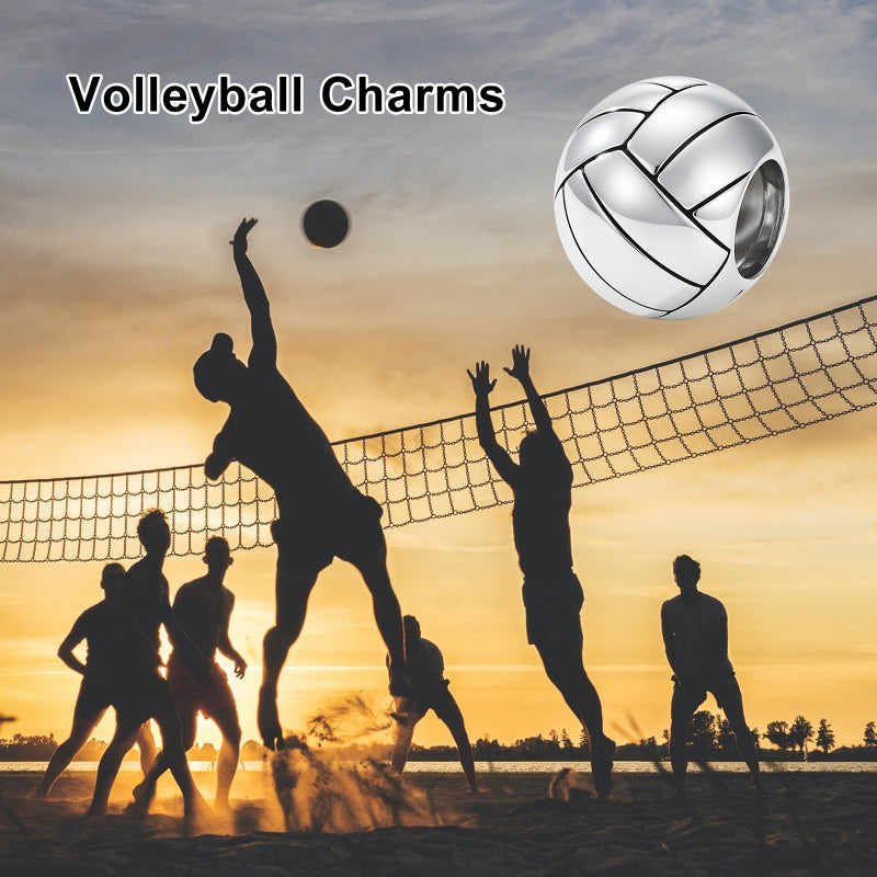 Sterling Silver Volleyball Baseball Basketball Football Soccer Sport Charm Beads