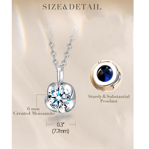 10K 14K 18K White Gold Birthstone  Flower Pendant Necklace Mothers Day Gift