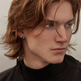 Sterling Silver Black Onyx Tree of Life Ankh Cross Skull Valknu Viking Stud Earrings