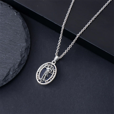Sterling Silver Saint Christopher St Michael Saint Sebastian Amulet Pendant Necklace