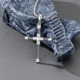 Sterling Silver Cross Christian Pendant Necklace for Men