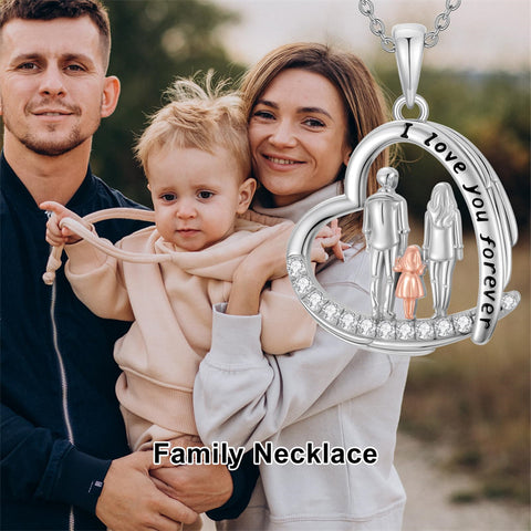 Sterling Silver Mother Daughter Father Daughter Sister Pendant Necklace Family Jewelry for Christmas Mother's Day