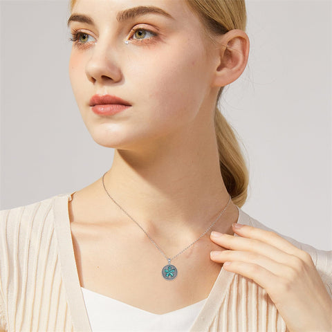 Sterling Silver Turquoise Sand Dollar Pendant Necklace