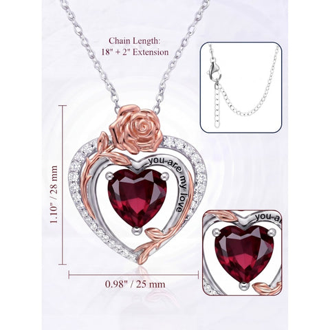14K Gold Plated  Birthstone Rose Flower Necklaces for Women