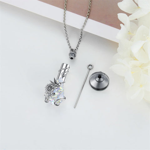 Sterling Silver Teardrop Crystal Butterfly Dragonfly Fox Hummingbird Phoenix Tree of Life Urn Necklaces for Ashes