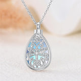 Sterling Silver Moonstone Tree of Life Butterfly Dragonfly Hummingbird Urn Necklace for Ashes
