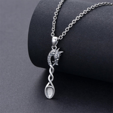 Sterling Silver Horse Turtle Dragon Masks Spoon Pendant Necklace