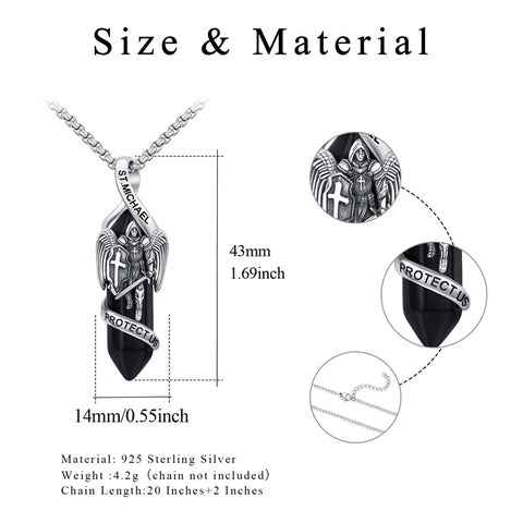 Saint Michael Necklace 925 Sterling Silver Pendant Crystal Catholic Religion Protection Jewelry Gifts for Women Men