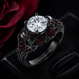 Sterling Silver 10K 14K 18K Gold Custom Engraved  Moissanite Gothic Ring for Women Halloween Gift