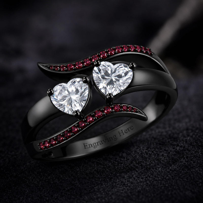 Sterling Silver 10K 14K 18K Gold Custom Engraved  Moissanite Gothic Ring for Women Halloween Gift