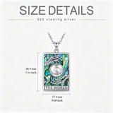 Sterling Silver Abalone Shell Tarot Card Pendant Necklace Gifts for Birthday Halloween Anniversary Valentine’s Day