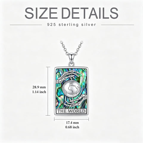 Sterling Silver Abalone Shell Tarot Card Pendant Necklace Gifts for Birthday Halloween Anniversary Valentine’s Day