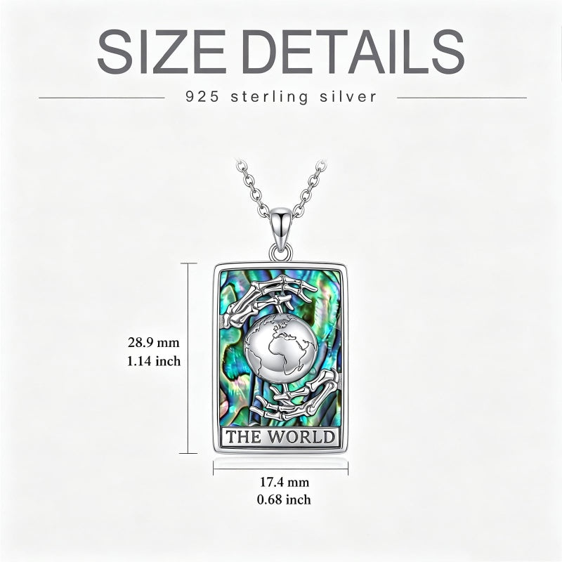 Sterling Silver Abalone Shell Tarot Card Pendant Necklace Gifts for Birthday Halloween Anniversary Valentine’s Day