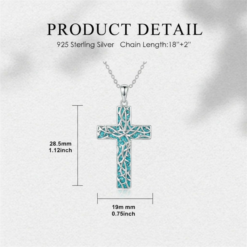 Sterling Silver Cross Pendant Necklace for Women Southwestern Cross Jewelry Gifts