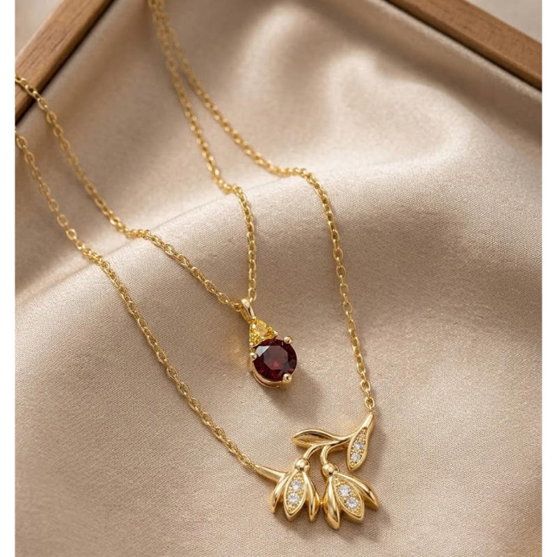 14K Gold Birthstone Birth Flower  Pendant Necklace Birthday Jewelry Gifts for Women