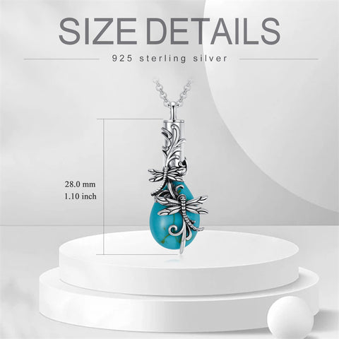 Sterling Silver Turquoise Drgonfly Butterfly Urn Necklace for Ashes