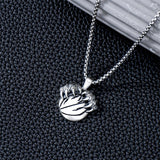 Sterling Silver Bear Claw Basketball Baseball Football Sports Pendant Necklace for Men