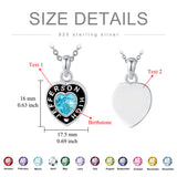 Sterling Silver Personalized Birthstone Engraved Class Pendant Necklace Graduation Gift