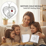 Sterling Silver Heart Pendant Birthstone Tree of Life Mother Child Family Necklace
