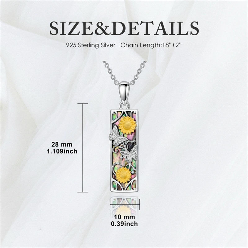 Sterling Silver Abalone Shell Bar Cardinal Bee Butterfly Hummingbird Dragonfly Phoenix Pendant Necklace for Women