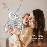Sterling Silver Mother and 1/2/3 Daughters Necklace Gifts Necklace Heart Pendant Best Mother's Day Gifts for Women Girls