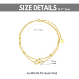 14K Gold Heart Anklet for Women Layered Anklet Bracelets with Cubic Zirconia Foot Jewelry for Her, 8''-10''