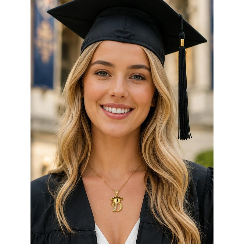 Initial  Graduation 14K Gold Plated Inspiring Grad Pendant Necklace Graduations Jewelry Gifts