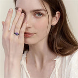 Sterling Silver Hexagon Gemstone Vintage Leaf Engagement Wedding Anniversary Ring Set