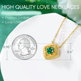 14K Gold Plated Lab-Grown Emerald Pendant Necklaces for Women