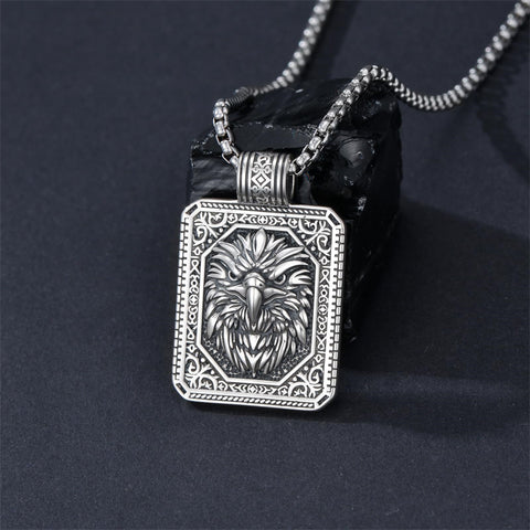 Sterling Silver Eagles Wolf Lion Pendant Necklace For Men with Stainless Steel Chain