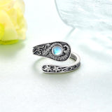 Sterling Silver Adjustable Dragon Moth Octopus Shark Stingray Sea Turtle Spoon Ring