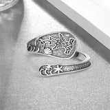 Sterling Silver Adjustable Dragon Moth Octopus Shark Stingray Sea Turtle Spoon Ring