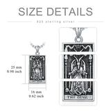 Sterling Silver Amulet Baphomet Protection Pendant Necklace with Engraveds