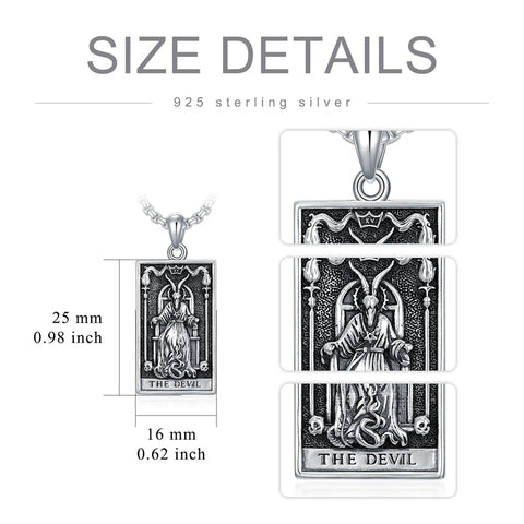 Sterling Silver Amulet Baphomet Protection Pendant Necklace with Engraveds
