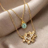 14K Gold Birthstone Birth Flower  Pendant Necklace Birthday Jewelry Gifts for Women