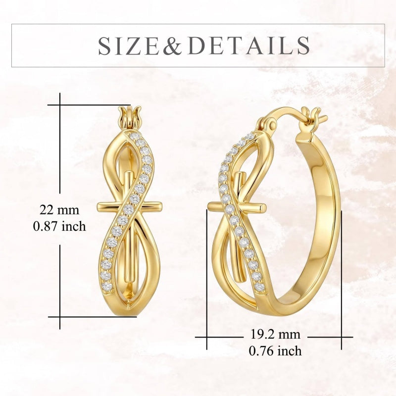 14K Gold Plated Cross Hoop Earrings  for Women Birthday Mothers Day Christmas Jewelry Gift