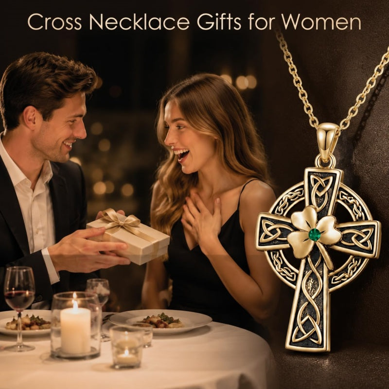 14K Gold Plated Cross Necklace for Women