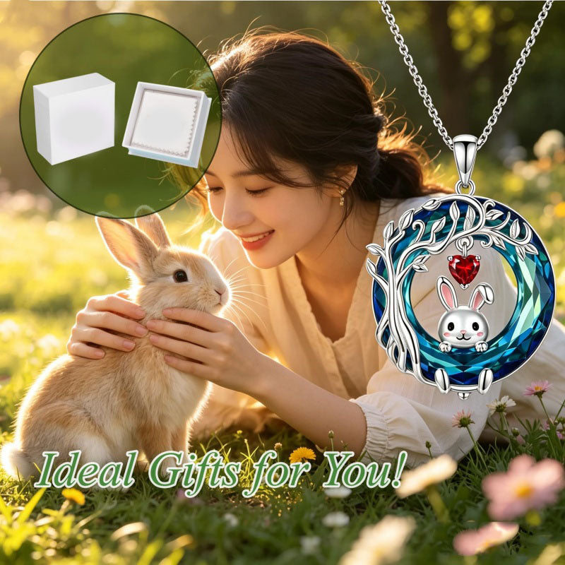 Sterling Silver Blue Crystal  Tree of Life Raccoon Bunny Cat Corgi  Pendant  Necklace  Anniversary Birthday Gifts