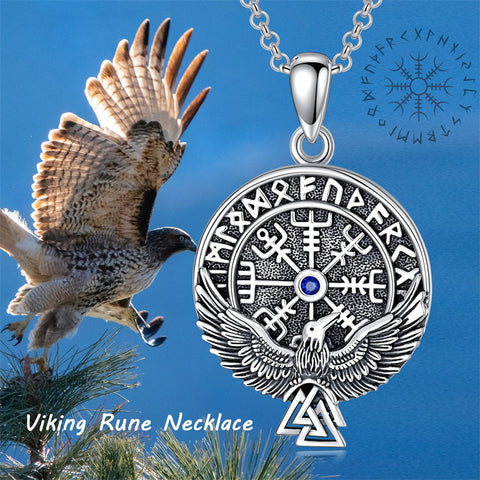 Sterling Silver Viking Dragon Eagle Wolf Animal Pendant Necklace for Men