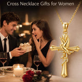 14K Gold Plated Cross Pendant Necklace Faith Jewelry Gift for Women