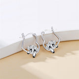 Sterling Silver Fox Frog Leopard Peacock Puppy Animal Hug Hoop Earrings