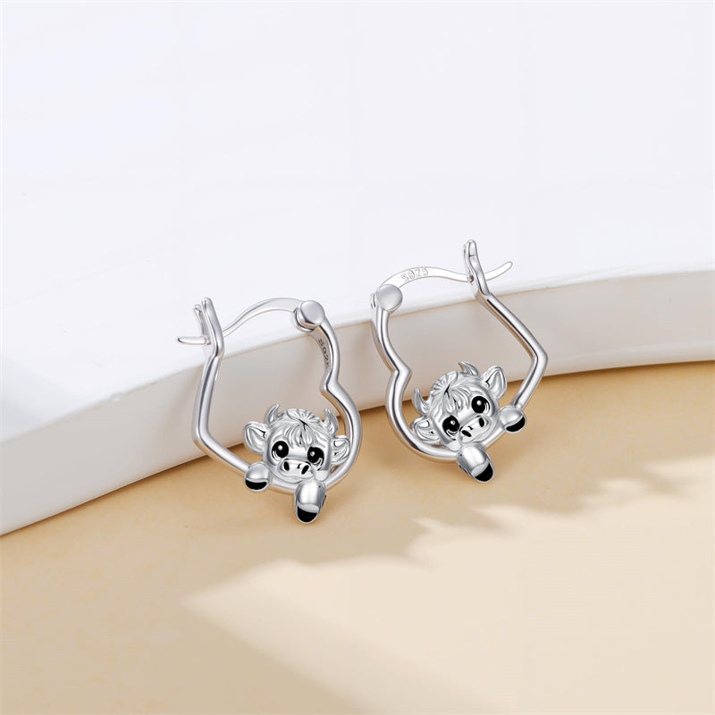 Sterling Silver Fox Frog Leopard Peacock Puppy Animal Hug Hoop Earrings