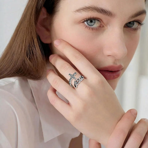 Sterling Silver Turquoise Hummingbird Butterfly Sunflower Adjustable Spoon Ring