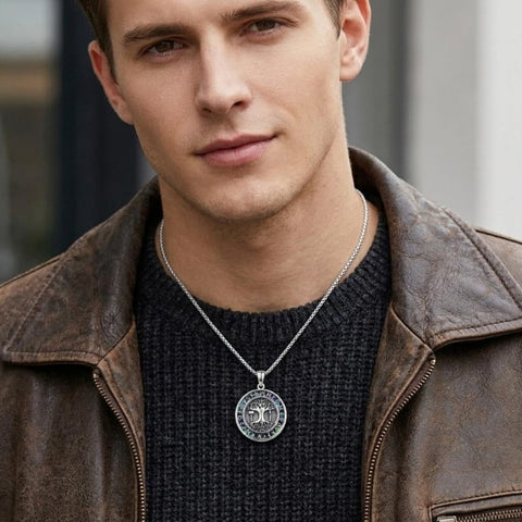 Sterling Silver Peace Sign Coexist Peace Symbol Pirate Tree of Life Thor's Hammer Wolf Raven Viking Series Necklace