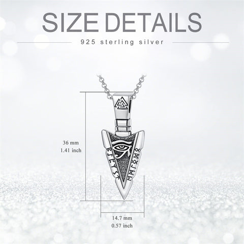 Sterling Silver Viking Arrowhead Pendant Necklace for Men