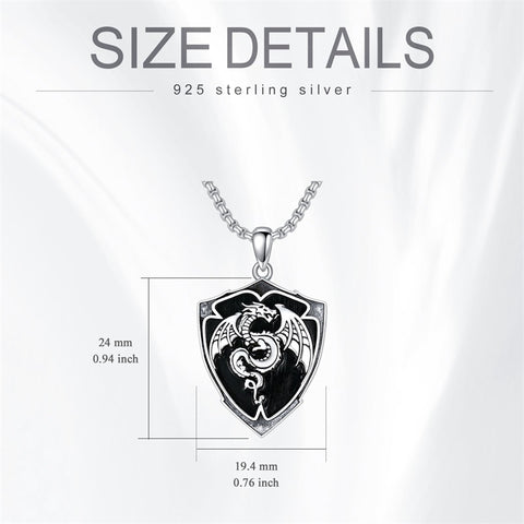 Sterling Silver Viking Dragon Eagle Wolf Animal Pendant Necklace for Men